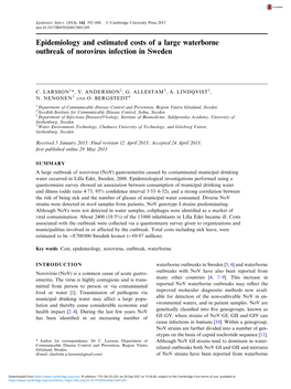 Epidemiology and Estimated Costs of a Large Waterborne Outbreak of Norovirus Infection in Sweden