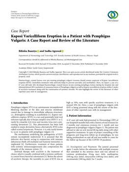 Kaposi Varicelliform Eruption in a Patient with Pemphigus Vulgaris: a Case Report and Review of the Literature