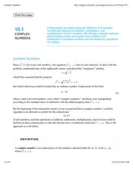 Complex Numbers