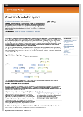 Virtualization for Embedded Systems the How and Why of Small-Device Hypervisors M