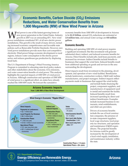 Economic Benefits, Carbon Dioxide (CO2) Emissions Reductions, and Water Conservation Benefits from 1,000 Megawatts (MW) of New Wind Power in Arizona