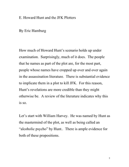 E. Howard Hunt and the JFK Plotters by Eric Hamburg