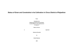 Status of Gram and Constraints in Its Cultivation in Churu District of Rajasthan