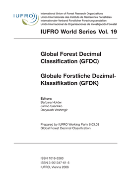 IUFRO World Series Vol. 19 Global Forest Decimal Classification