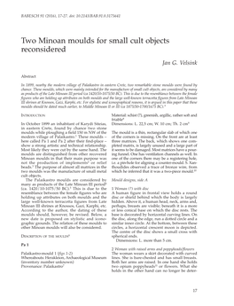 Two Minoan Moulds for Small Cult Objects Reconsidered