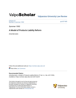 A Model of Products Liability Reform