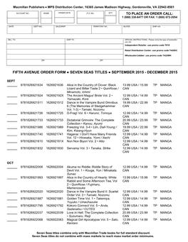 Seven Seas Titles ● September 2015 - December 2015