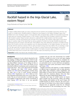 Rockfall Hazard in the Imja Glacial Lake, Eastern Nepal Durga Khatiwada and Ranjan Kumar Dahal*