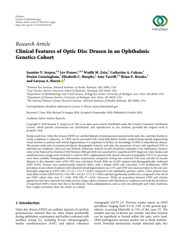 Clinical Features of Optic Disc Drusen in an Ophthalmic Genetics Cohort