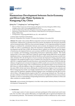 Harmonious Development Between Socio-Economy and River-Lake Water Systems in Xiangyang City, China