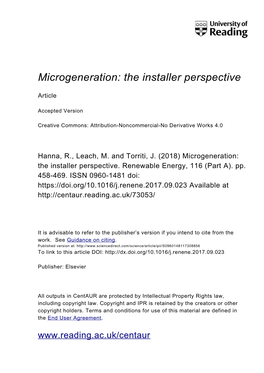 Microgeneration: the Installer Perspective