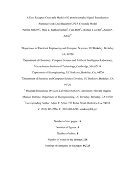 Dual Receptor GPCR Crosstalk Model Patri