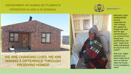 Operation Hlasela Changes Lives in Matwabeng, Senekal