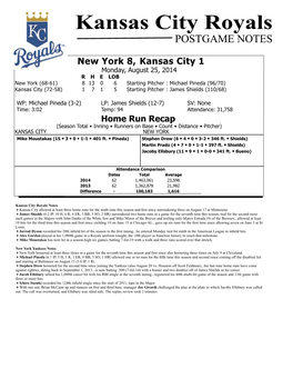 Kansas City Royals POSTGAME NOTES