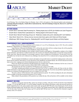 ARGUS MARKET DIGEST Independent Equity Research Since 1934