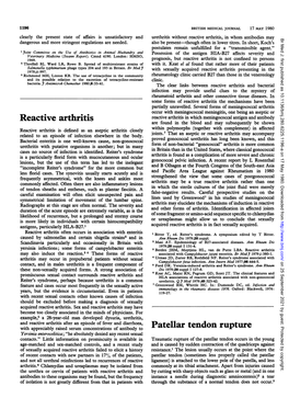 Reactive Arthritis Patellar Tendon Rupture