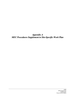 Appendix a MEC Procedures Supplement to Site-Specific Work Plan