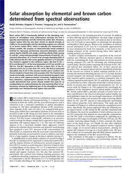 Solar Absorption by Elemental and Brown Carbon Determined from Spectral Observations