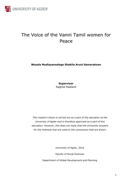 The Voice of the Vanni Tamil Women for Peace