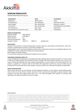 SODIUM PERSULFATE (SODIUM PEROXYDISULFATE) Na₂s₂o8