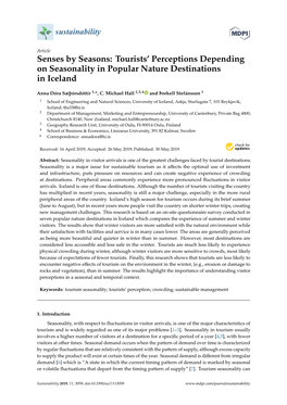 Tourists' Perceptions Depending on Seasonality in Popular Nature Destinations in Iceland