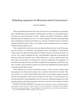 Debunking Arguments for Illusionism About Consciousness∗