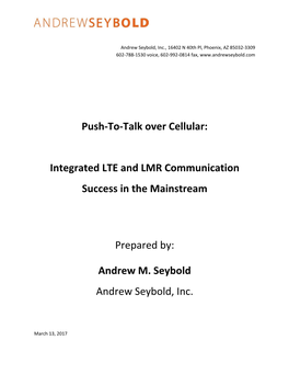 Push-To-Talk Over Cellular: Integrated LTE and LMR