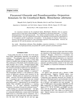 Flavanonol Glucoside and Proanthocyanidins: Oviposition Stimulants for the Cerambycid Beetle, Monochamus Alteynatus