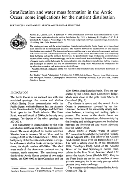 Stratification and Water Mass Formation in the Arctic Ocean: Some Implications for the Nutrient Distribution