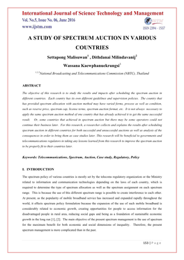 A Study of Spectrum Auction in Various Countries