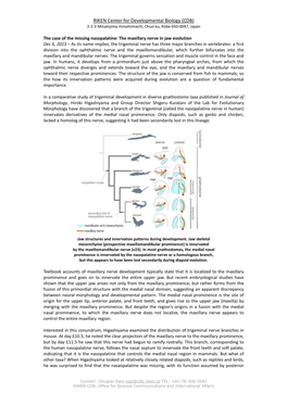 The Case of the Missing Nasopalatine: the Maxillary Nerve in Jaw Evolution