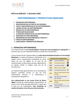 Criptomonedas Y Perspectivas Mercado