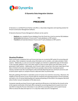 Ei Dynamics Data Integration Solution for Situation/Problem