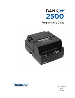 Bankjet 2500 Programmer's Guide
