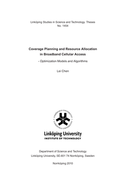 Coverage Planning and Resource Allocation in Broadband Cellular Access