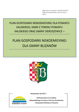 Plan Gospodarki Niskoemisyjnej Dla Gminy Blizanów