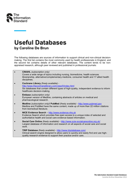 Useful Databases by Caroline De Brun