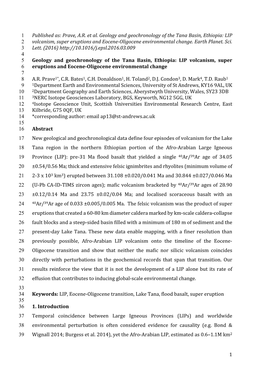 Prave, AR Et Al. Geology and Geochronology of the Tana Basin