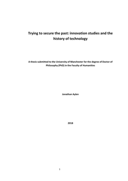 Innovation Studies and the History of Technology