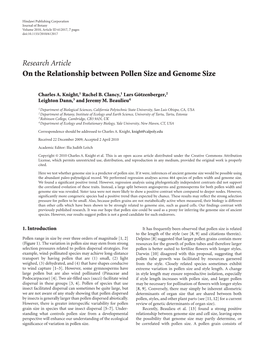 On the Relationship Between Pollen Size and Genome Size