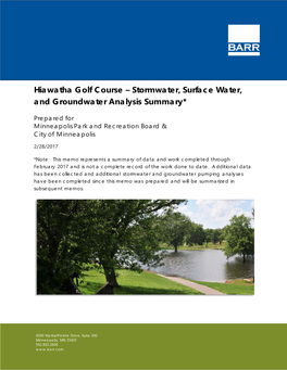 Hiawatha Golf Course – Stormwater, Surface Water, and Groundwater Analysis Summary*
