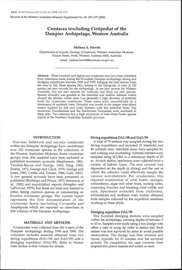 Crustacea (Excluding Cirripedia) of the Dampier Archipelago, Western Australia