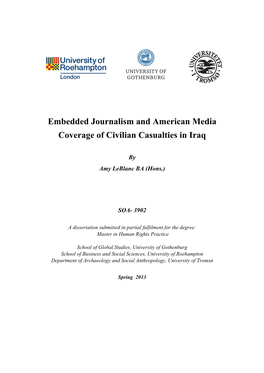 Embedded Journalism and American Media Coverage of Civilian Casualties in Iraq