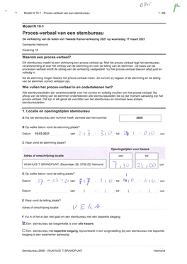 Proces-Verbaal Van Een Stembureau 1 / 65 R