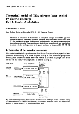 Theoretical Model of TEA Nitrogen Laser Excited by Electric Discharge Part 2