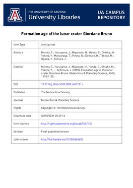 Formation Age of the Lunar Crater Giordano Bruno