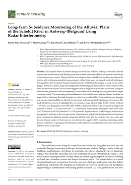 Long-Term Subsidence Monitoring of the Alluvial Plain of the Scheldt River in Antwerp (Belgium) Using Radar Interferometry