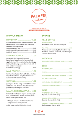 Brunch Menu Drinks