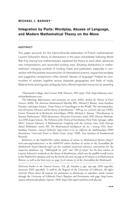 Integration by Parts: Wordplay, Abuses of Language, Andmodernmathematicaltheoryonthemove