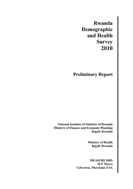 Rwanda Demographic and Health Survey 2010